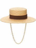 RUSLAN BAGINSKIY Canotier Chain Strap Straw Boater Hat