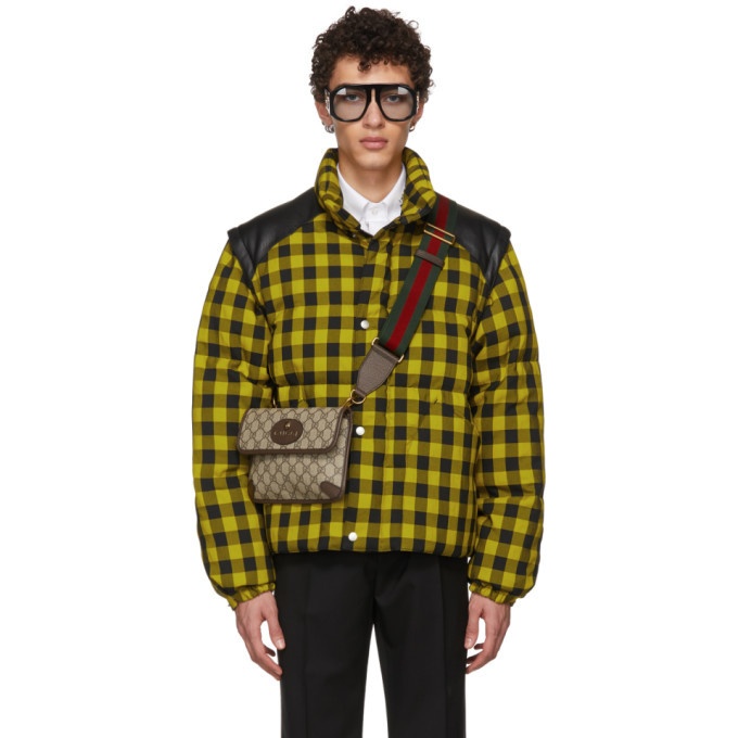 Photo: Gucci Yellow and Black Down Guccy Cat Jacket