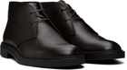 BOSS Brown Wool-Lined Grained Leather Desert Boots