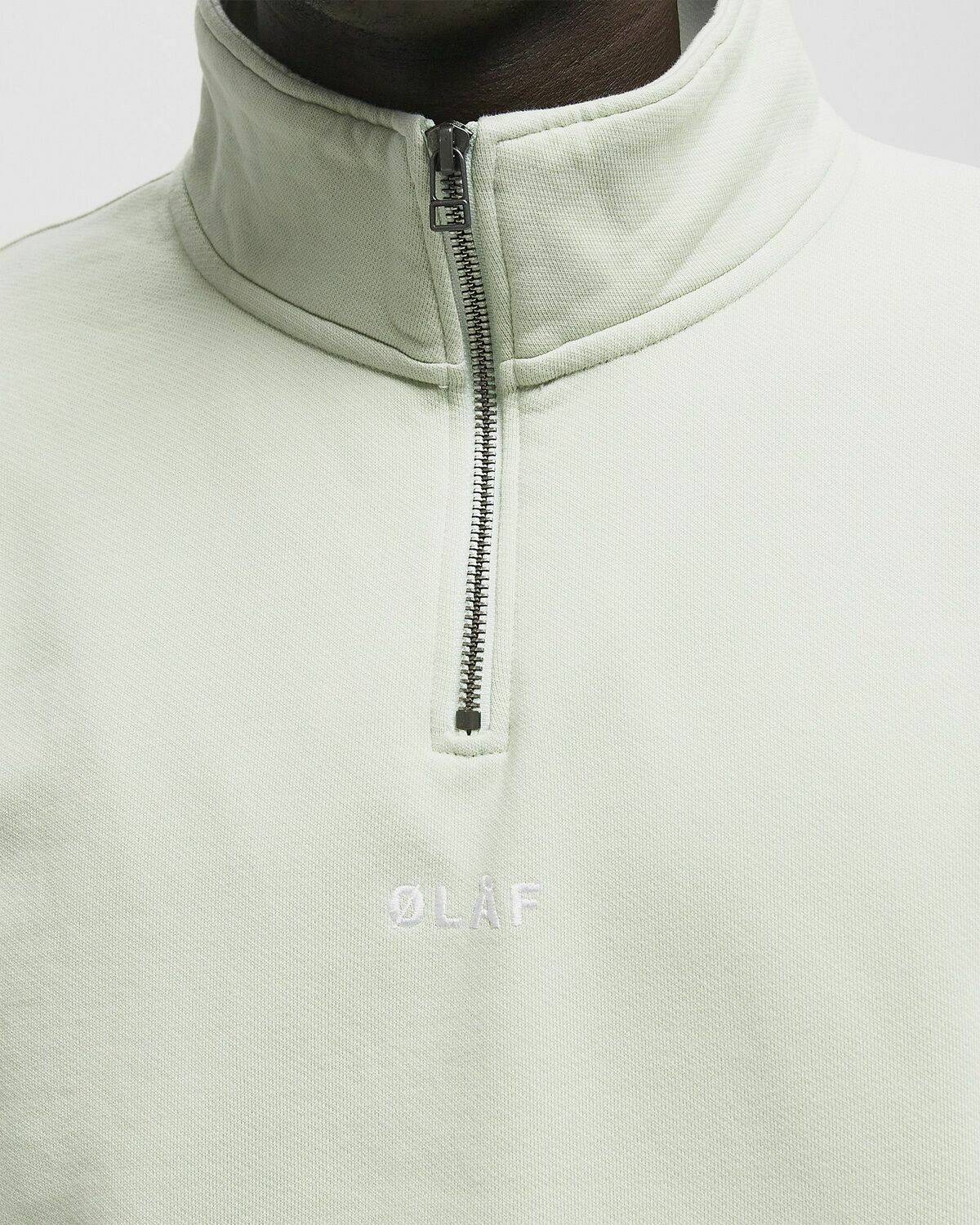ØLÅF BLOCK ZIP MOCK NECK Green Mens Half-Zips/Sweatshirt