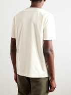 Mr P. - Striped Pointelle-Trimmed Cotton-Jersey T-Shirt - Neutrals