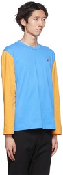 COMME des GARÇONS PLAY Blue & Yellow Heart Long Sleeve T-Shirt