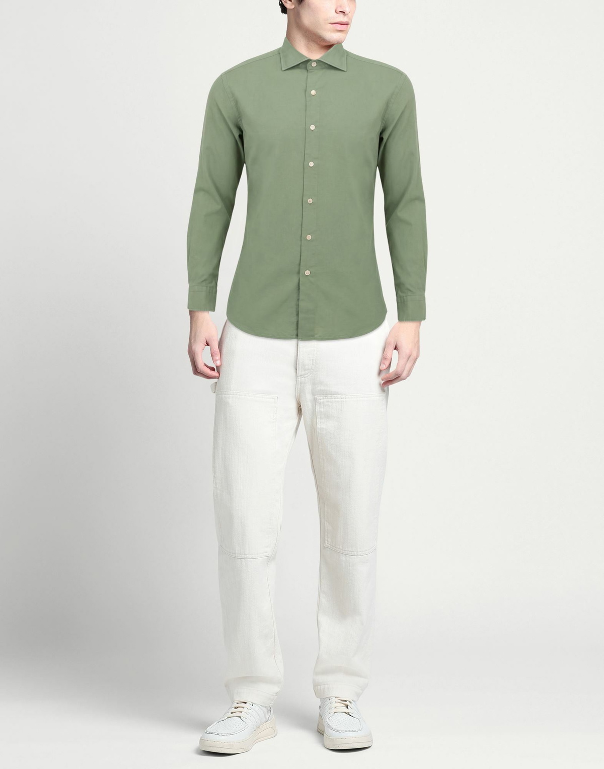 Finamore 1925 Mens Shirt in Sage green