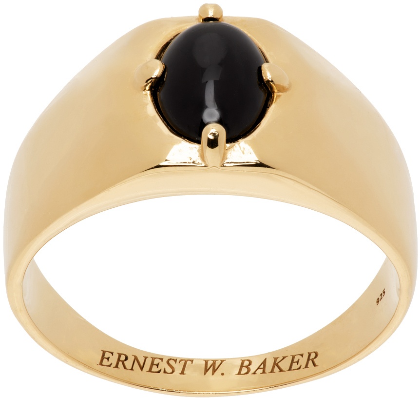Ernest W. Baker Gold Onyx Stone Signet Ring