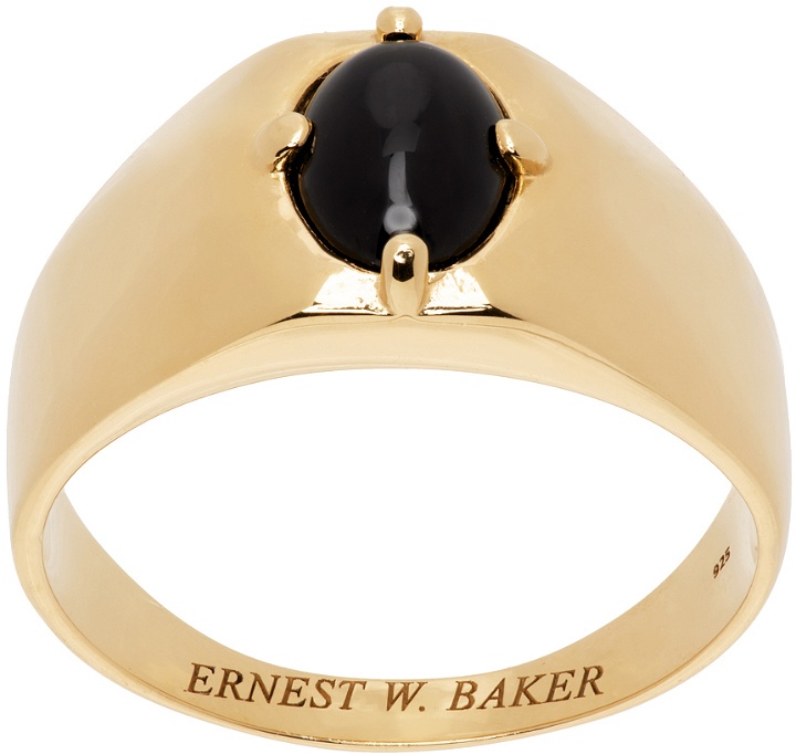 Photo: Ernest W. Baker Gold Onyx Stone Signet Ring