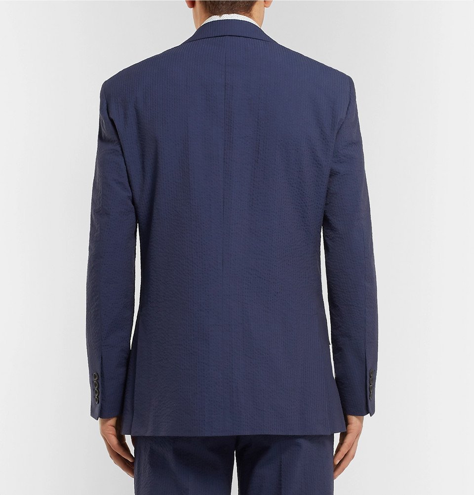 Richard James - Navy Sheisen Slim-Fit Cotton-Seersucker Suit Jacket ...