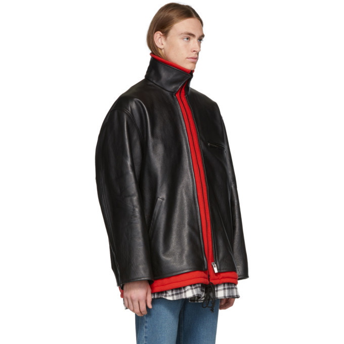 Balenciaga Black Leather Layered Jacket Balenciaga