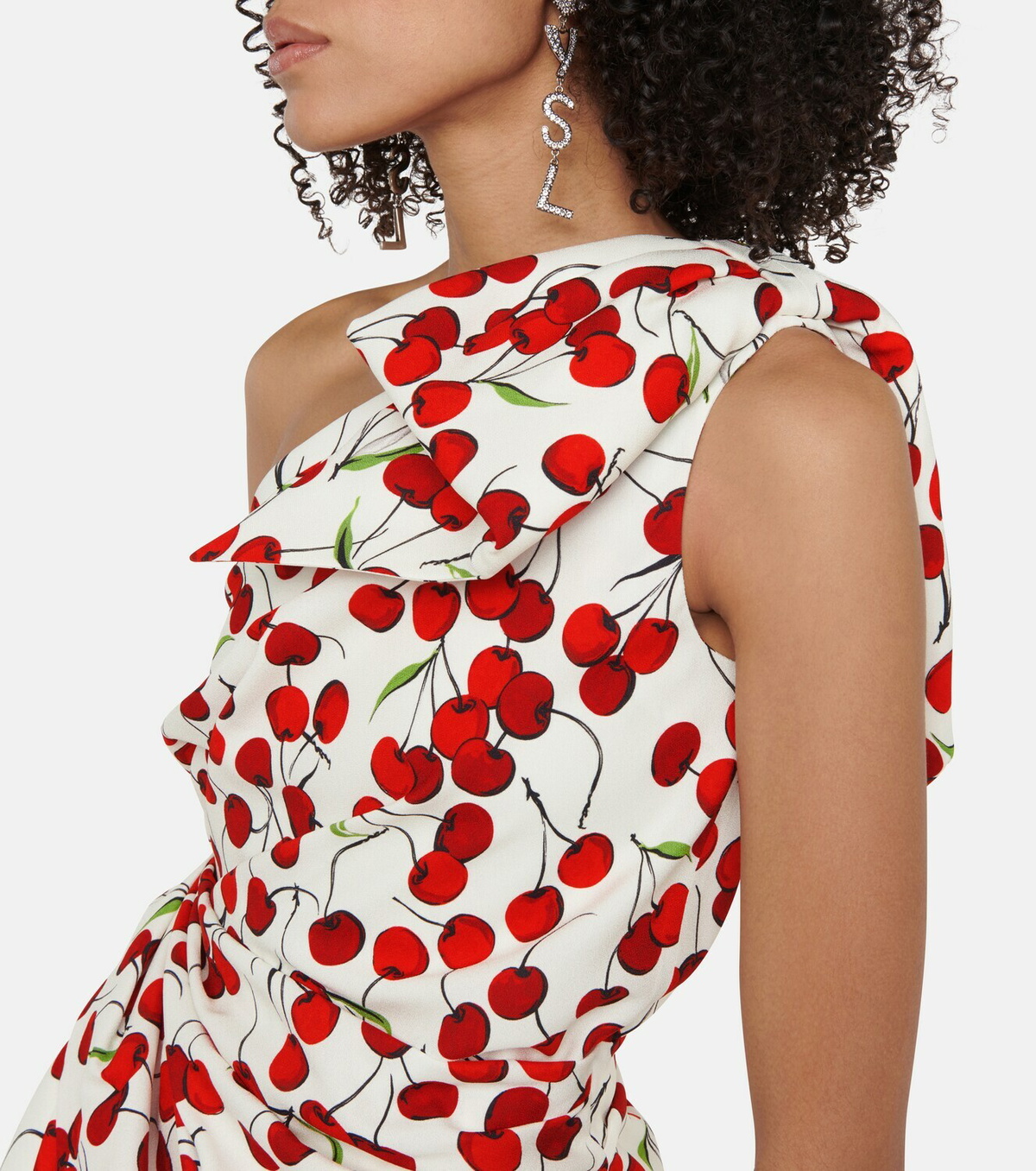 Saint Laurent One-shoulder printed sablé minidress Saint Laurent
