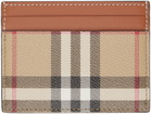 Burberry Beige & Tan Check Card Holder