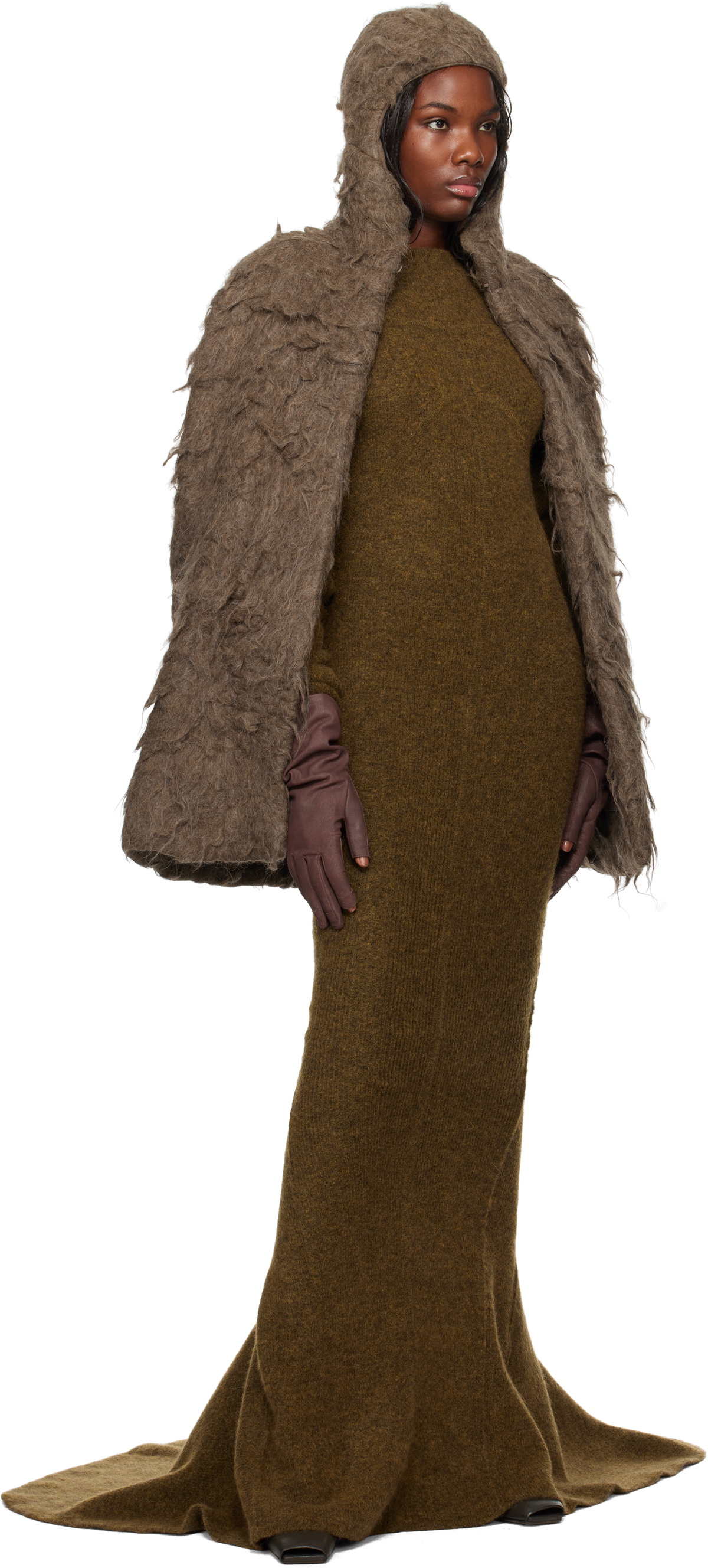 Rick Owens Brown Porterville Short Gloves