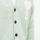 AMI Men's Large A Heart Cardigan in Aq&Wht
