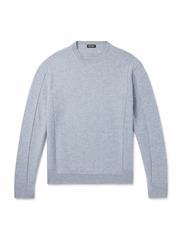 Photo: Zegna - Wool and Cashmere-Blend Sweater - Blue