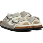 Birkenstock Gray Narrow Arizona Shearling Sandals
