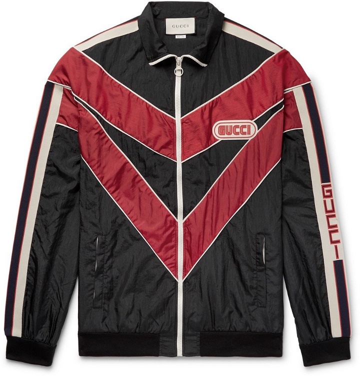 Photo: Gucci - Appliquéd Striped Shell Jacket - Men - Black