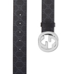 Gucci - 4cm Black Monogrammed Coated-Canvas Belt - Black
