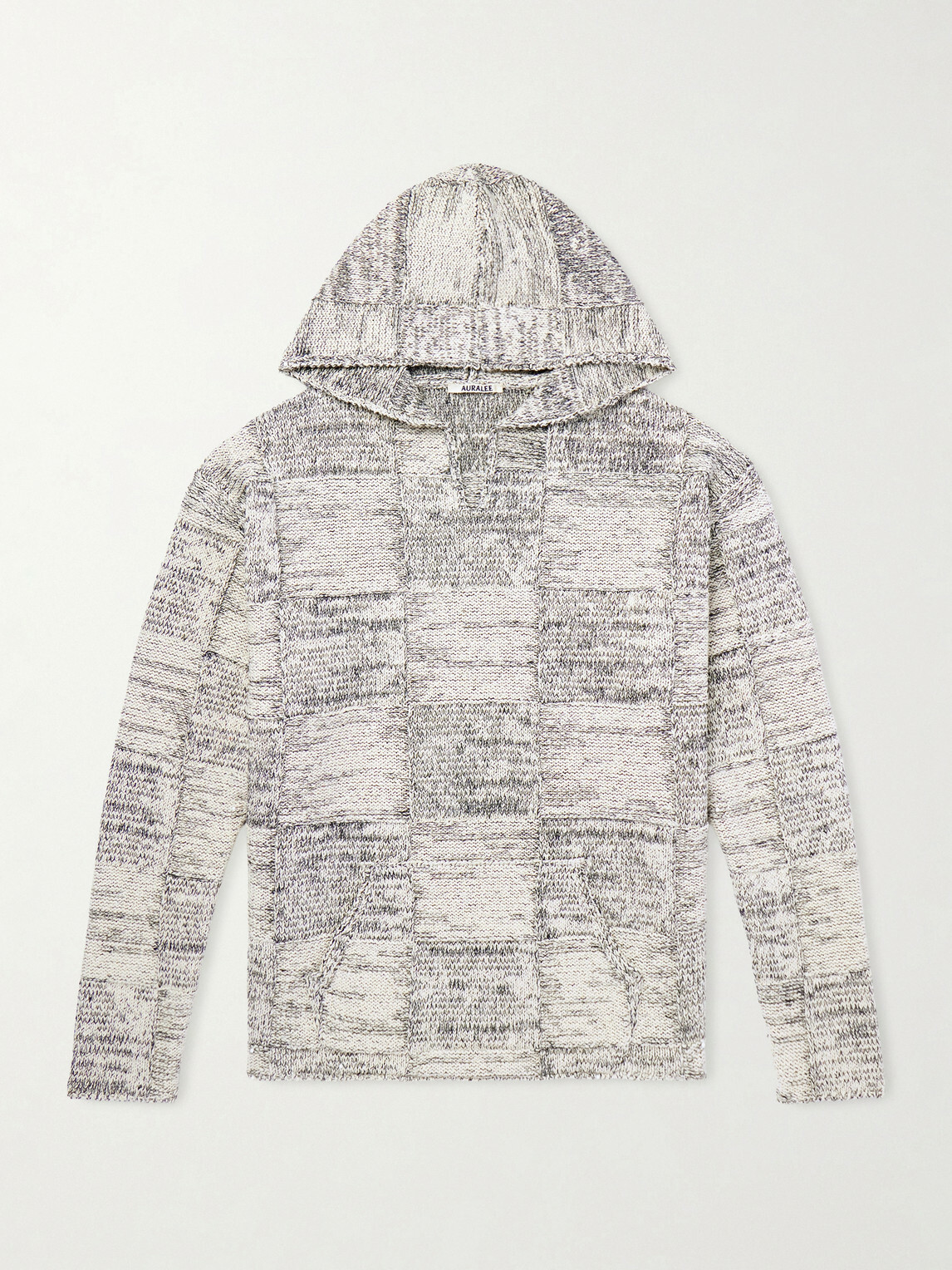 Auralee - Patchwork Cotton and Linen-Blend Hoodie - Gray
