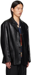 Bally Black Notched Leather Jacket