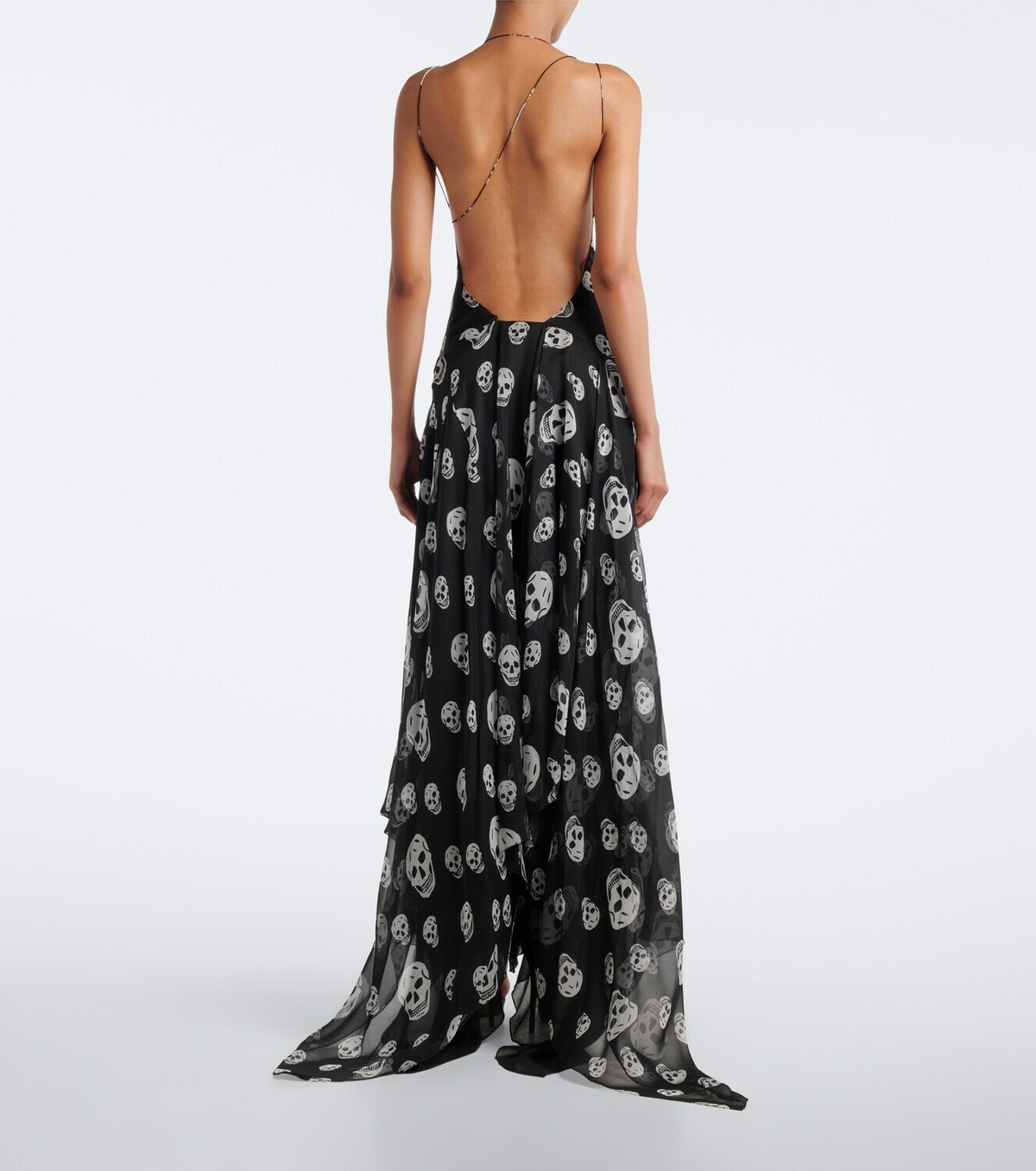 McQueen Skull silk chiffon maxi dress