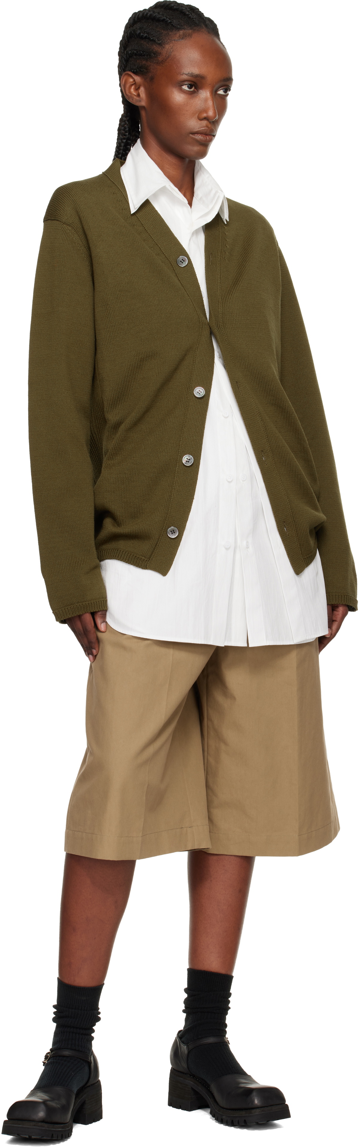 Comme des Garçons Homme Plus Khaki Cotton Jersey Cardigan