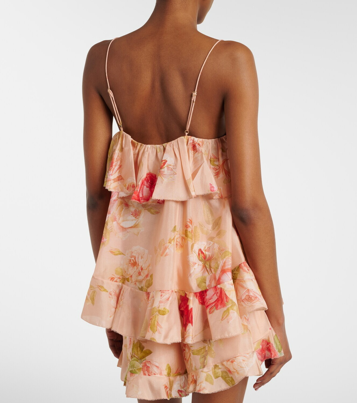 Zimmermann Roselight floral ruffled silk camisole