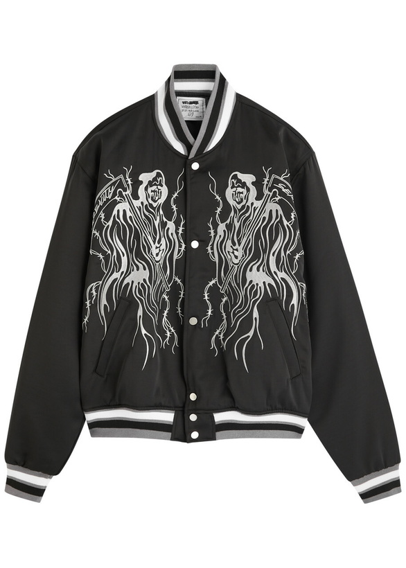 Photo: Warren Lotas Serenity Reaper Embroidered Satin Bomber Jacket Black