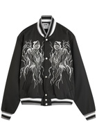 Warren Lotas Serenity Reaper Embroidered Satin Bomber Jacket Black