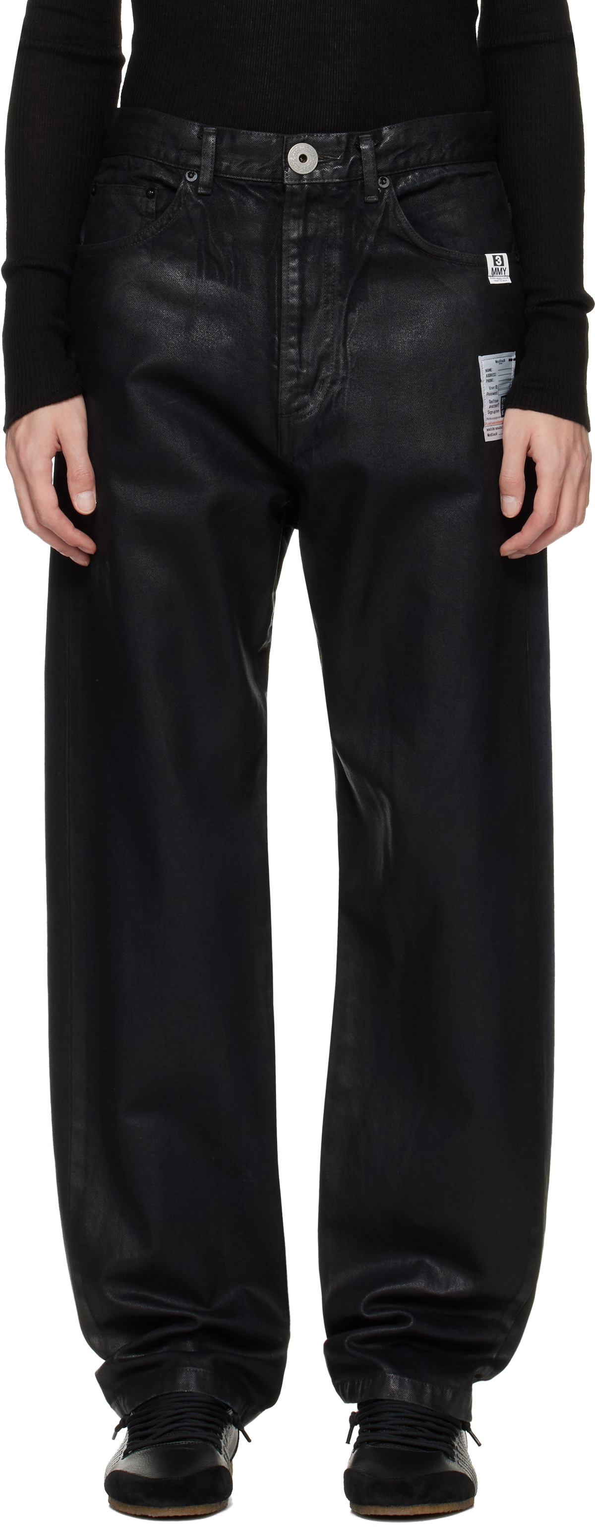 Maison MIHARA YASUHIRO Black & Blue Front Coated Denim Jeans