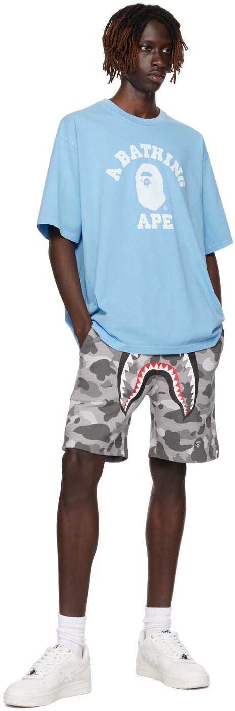 BAPE Gray Honeycomb Camo Shark Shorts A Bathing Ape