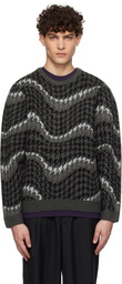 Dime Gray Houndstooth Knit Sweater