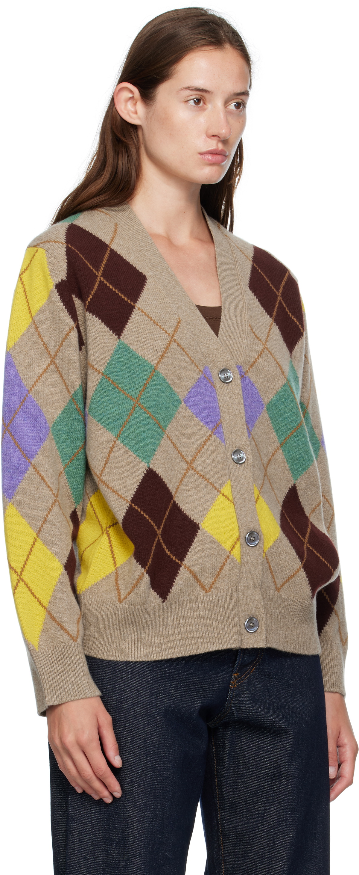 &Daughter Taupe Ava Argyle Cardigan