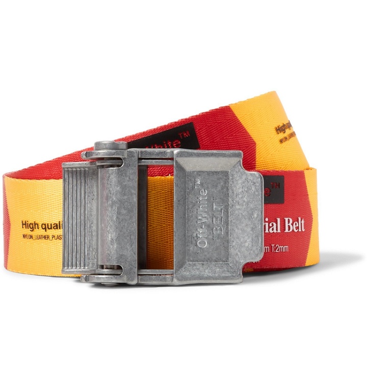 Photo: Off-White - 3.5cm Red and Yellow 2.0 Industrial Logo-Print Webbing Belt - Red