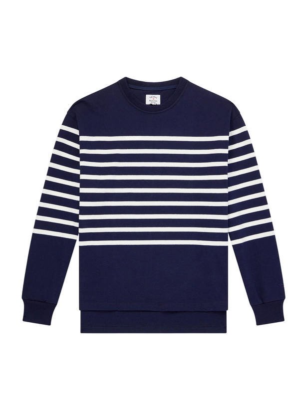 Photo: Noah - Striped Cotton-Jersey T-Shirt - Blue