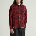 Needles Men's 7 Cuts Overdyed Flannel Shirt in Red