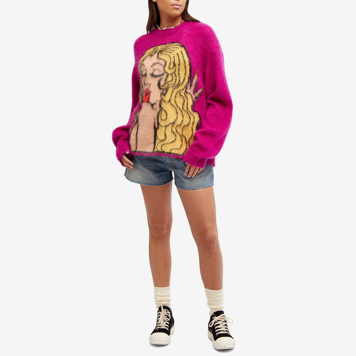 ERL Unisex Kiss Mohair Intarsia Sweater in Purple ERL