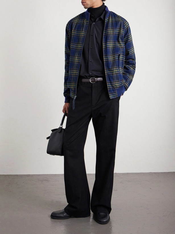Photo: Golden Bear - Raleigh Checked Cotton Bomber Jacket - Blue