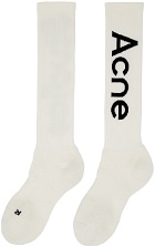 Acne Studios Off-White Rib Logo Long Socks