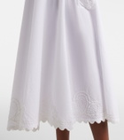 Juliet Dunn Embroidered scalloped cotton poplin midi dress