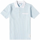 Thom Browne Men's Seersucker Polo Shirt in Light Blue