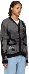 AAPE by A Bathing Ape Gray & Black Buttoned Cardigan