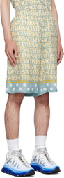 Versace Blue & Yellow Allover Shorts