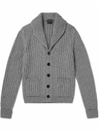 TOM FORD - Shawl-Collar Ribbed Wool and Cashmere-Blend Cardigan - Gray