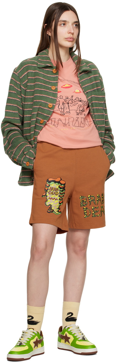 Brain Dead Orange Printed Shorts