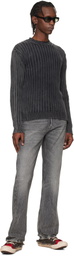 Off-White Gray Ink Arrow Rib Knit Crewneck Sweater