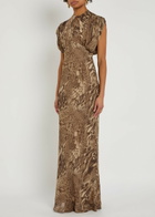 DE LA Vali Ceres Leopard-print Chiffon Maxi Dress Brown