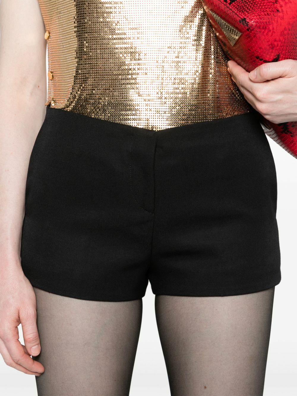 パンツ THE ATTICO Women Shorts  Burmudas 24A247WCP43W046 100 Black The Attico Black Tailored Wool Mini Shorts The Attico