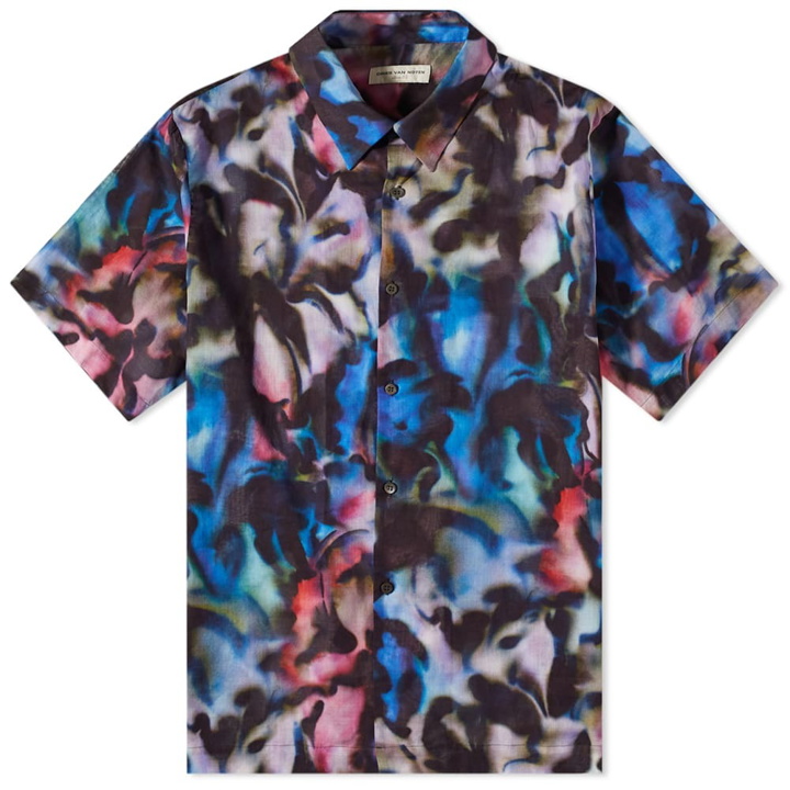 Photo: Dries Van Noten Men's All Over Print Short Sleeve Shirt in Blue