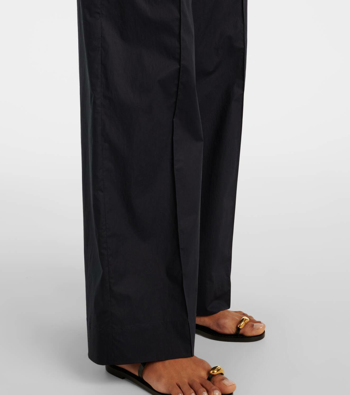 Plan C High-rise cotton straight pants