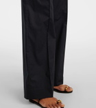 Plan C High-rise cotton straight pants