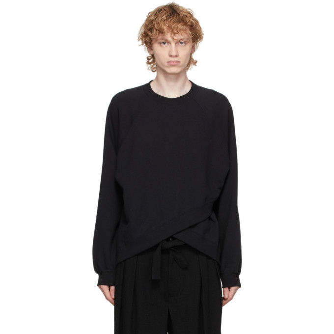 Sasquatchfabrix. Black Faux-Suede Mock Neck Sweatshirt Sasquatchfabrix