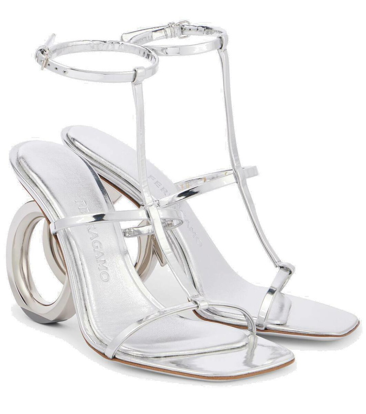 Photo: Ferragamo Elina 105 metallic leather sandals